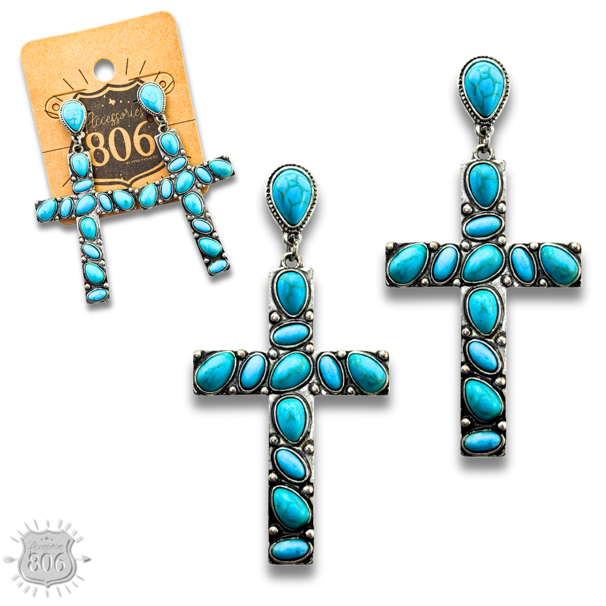 Stone cross earring - LC