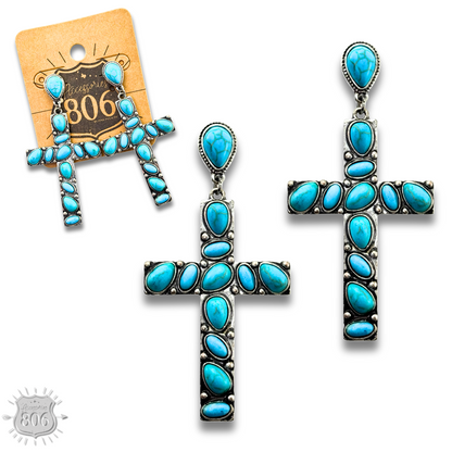 Stone cross earring - LC