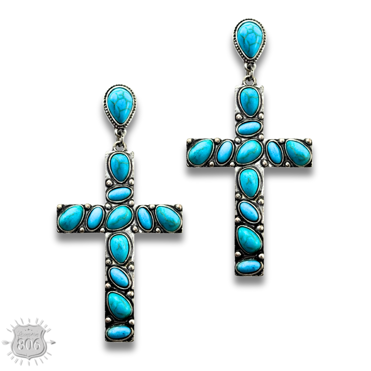 Stone cross earring - LC