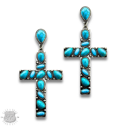 Stone cross earring - LC