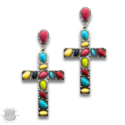 Stone cross earring - LC