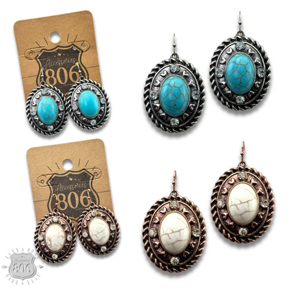 Rope edge oval earring - LC