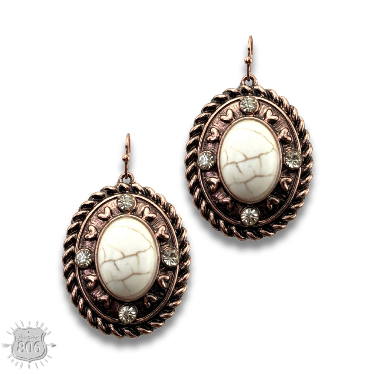 Rope edge oval earring - LC