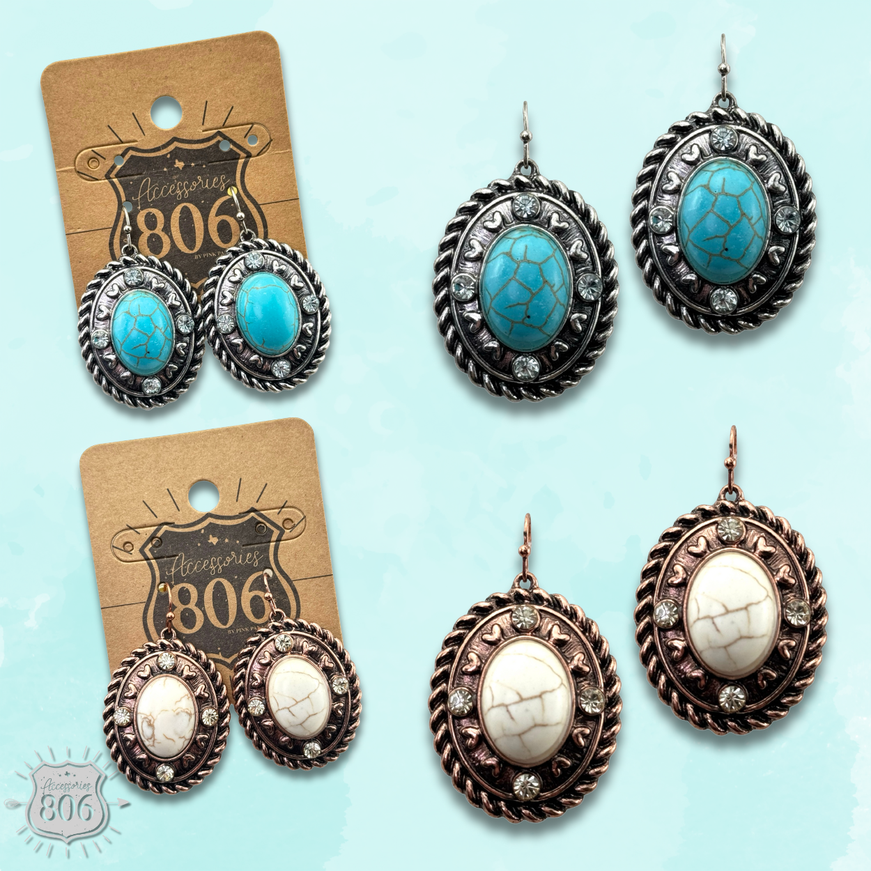 Rope edge oval earring - LC