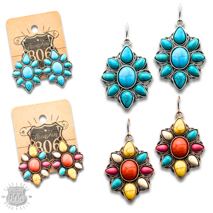 Decorative stone flower earring - LC