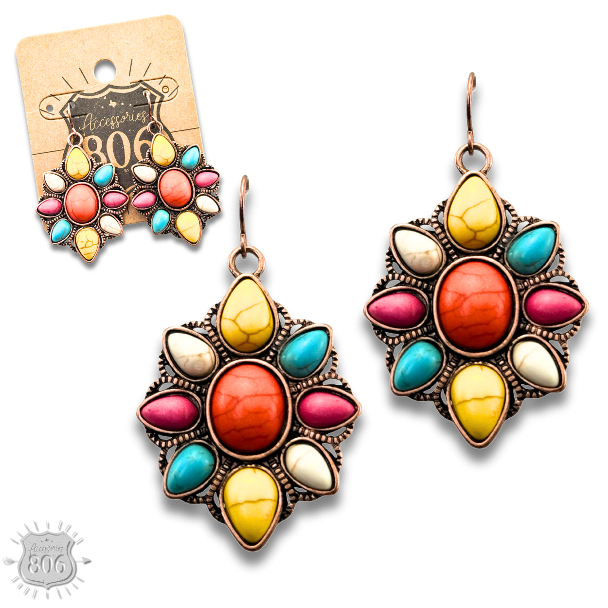 Decorative stone flower earring - LC