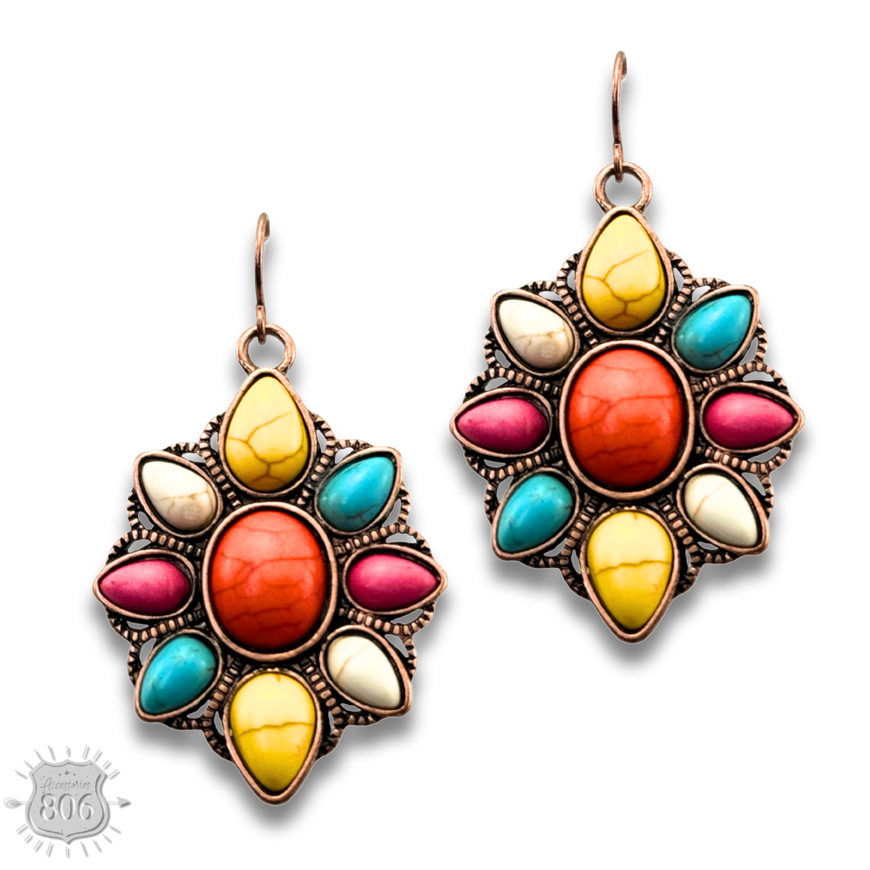 Decorative stone flower earring - LC