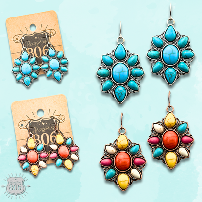 Decorative stone flower earring - LC