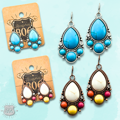 Decorative stone teardrop earring - LC