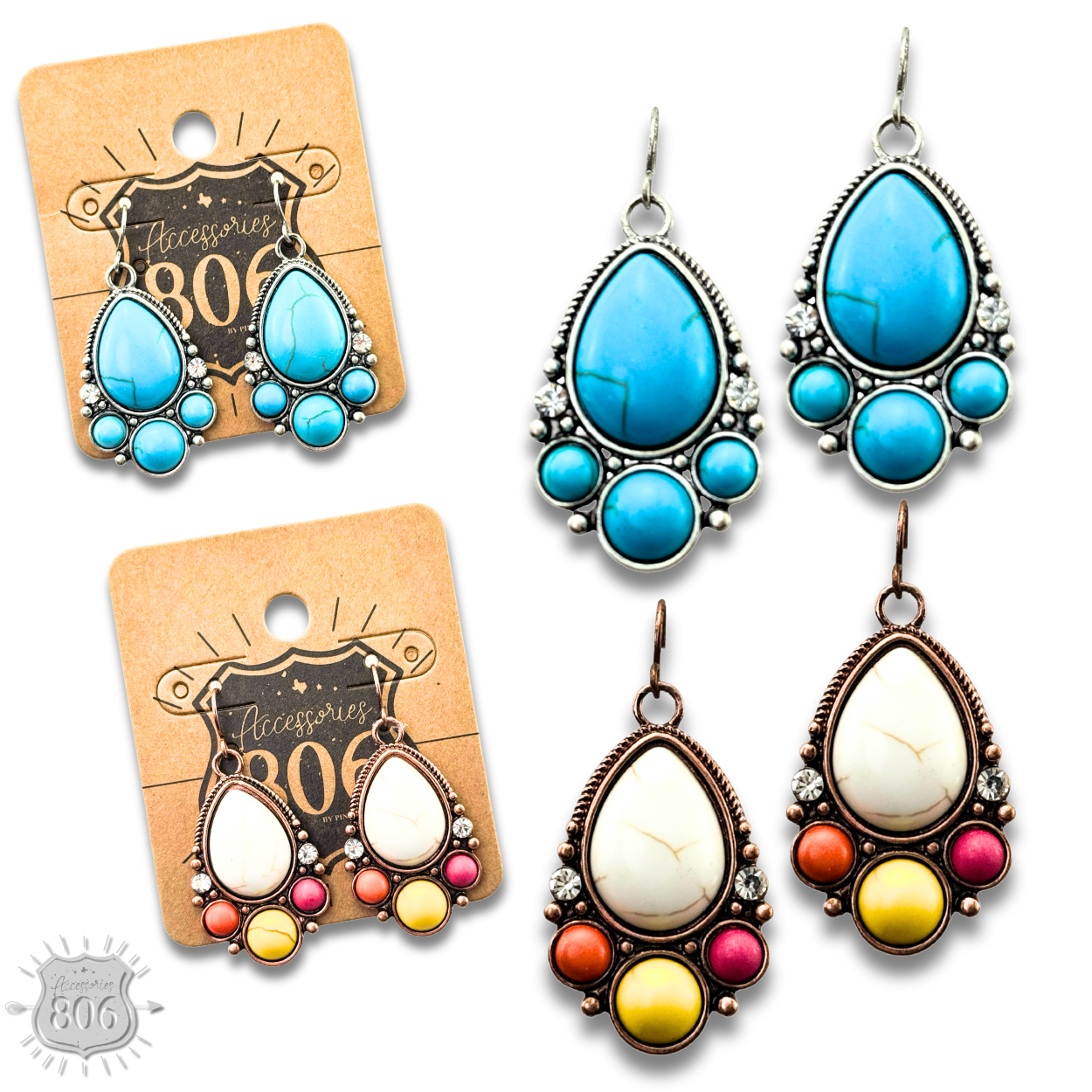 Decorative stone teardrop earring - LC