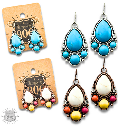 Decorative stone teardrop earring - LC