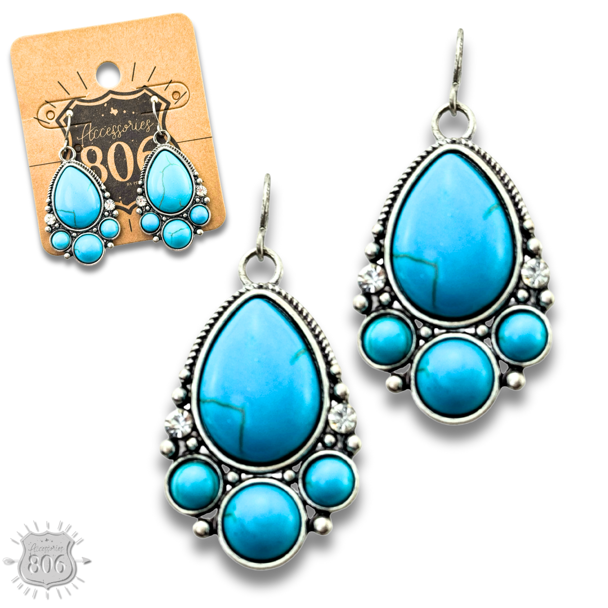 Decorative stone teardrop earring - LC