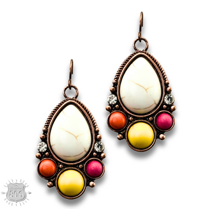 Decorative stone teardrop earring - LC
