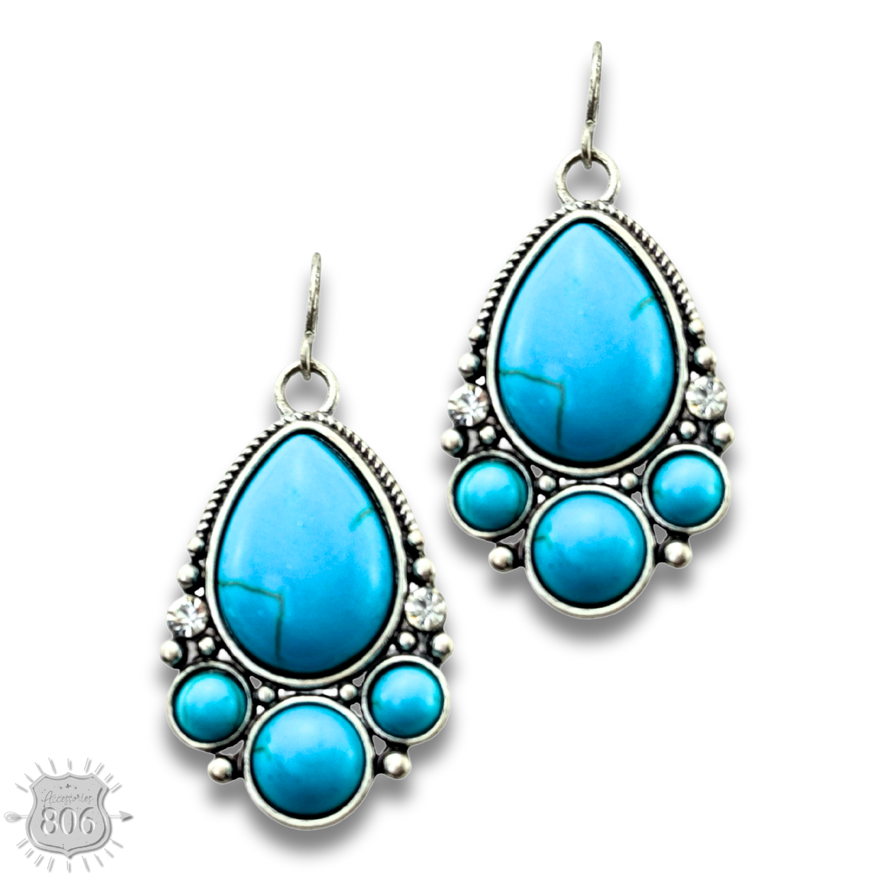 Decorative stone teardrop earring - LC