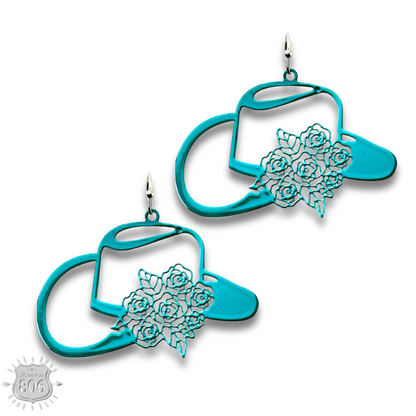 Flower cowboy hat earring - LC