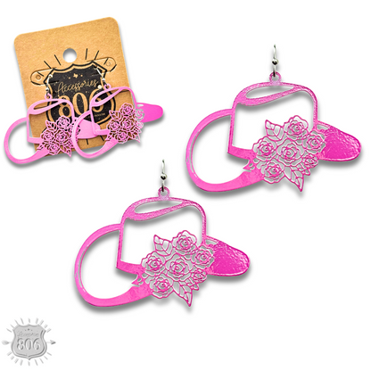 Flower cowboy hat earring - LC
