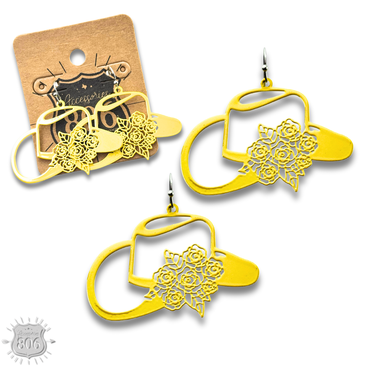 Flower cowboy hat earring - LC