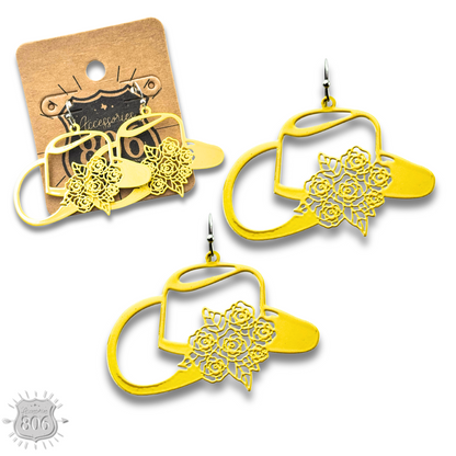 Flower cowboy hat earring - LC