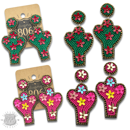 Seed bead cactus earring - LC