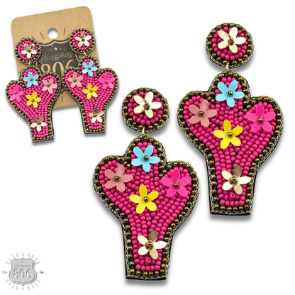 Seed bead cactus earring - LC