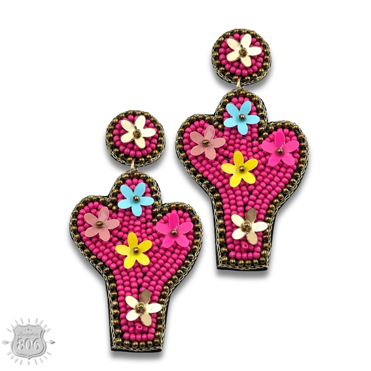 Seed bead cactus earring - LC