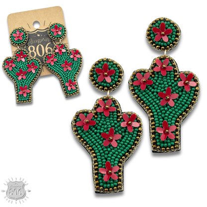 Seed bead cactus earring - LC