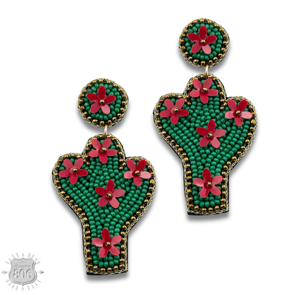 Seed bead cactus earring - LC