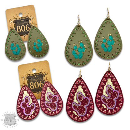 Prickly pear teardrop earring - LC