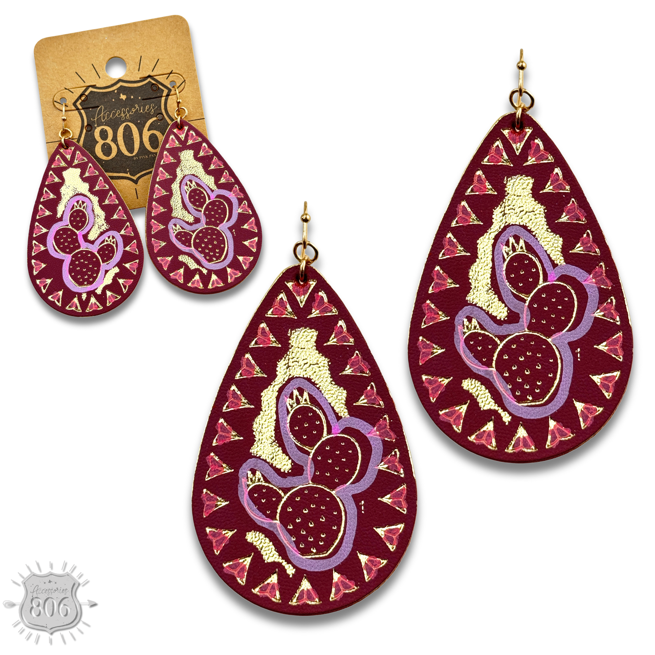 Prickly pear teardrop earring - LC