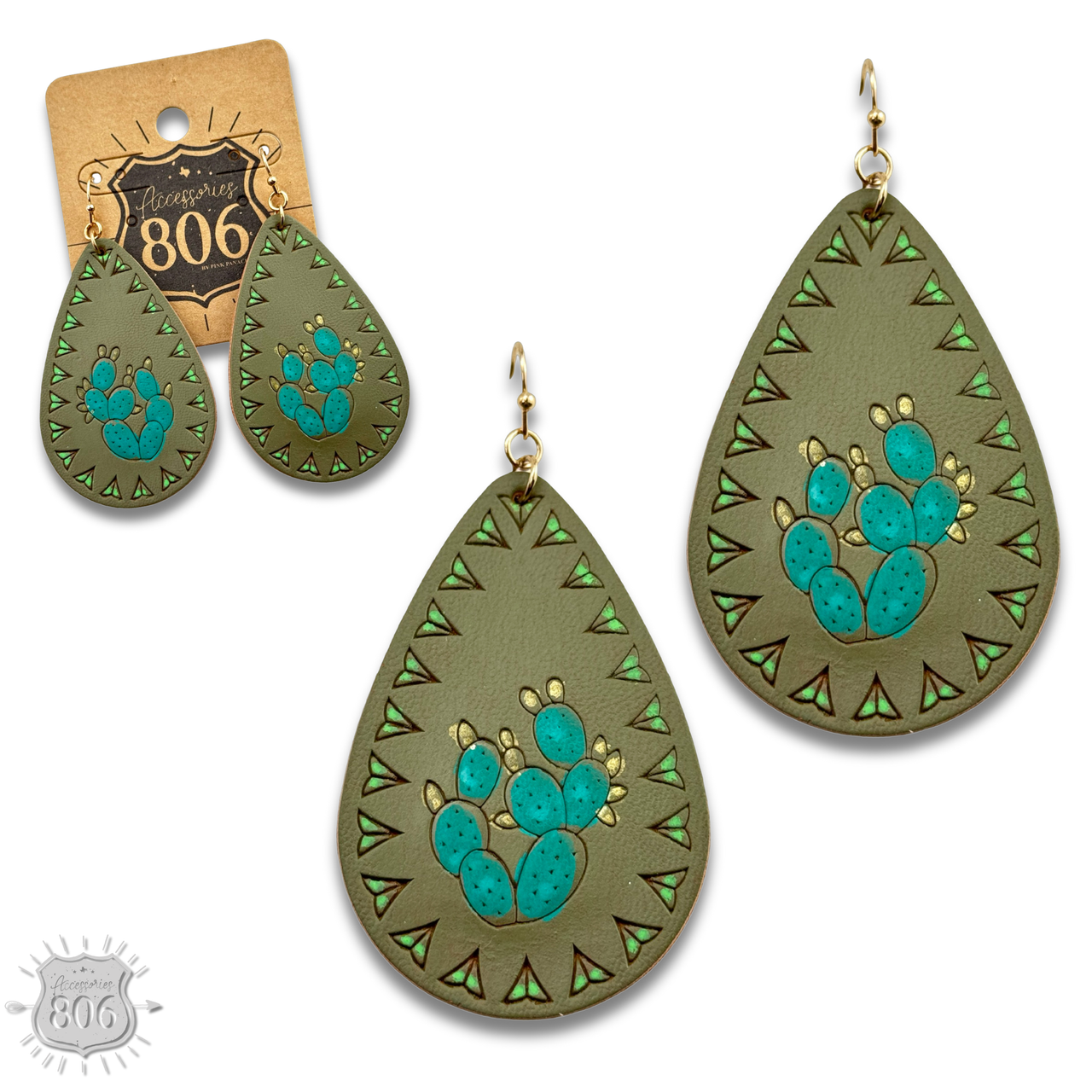 Prickly pear teardrop earring - LC
