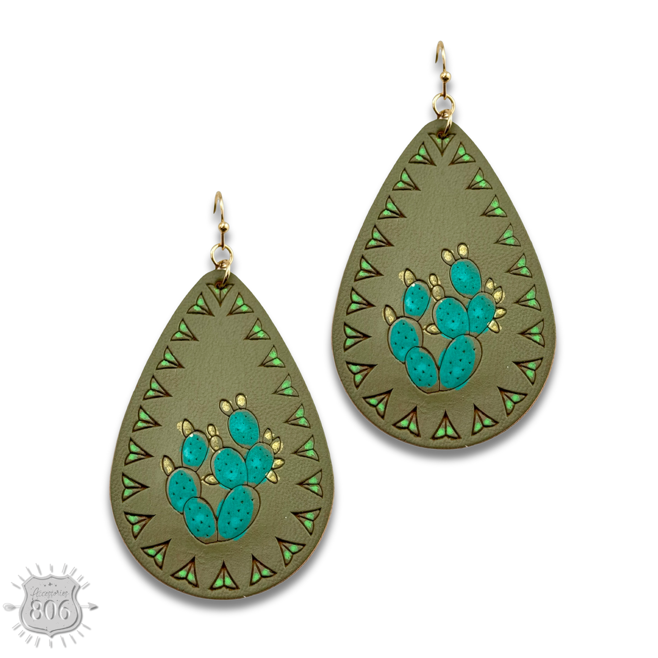 Prickly pear teardrop earring - LC