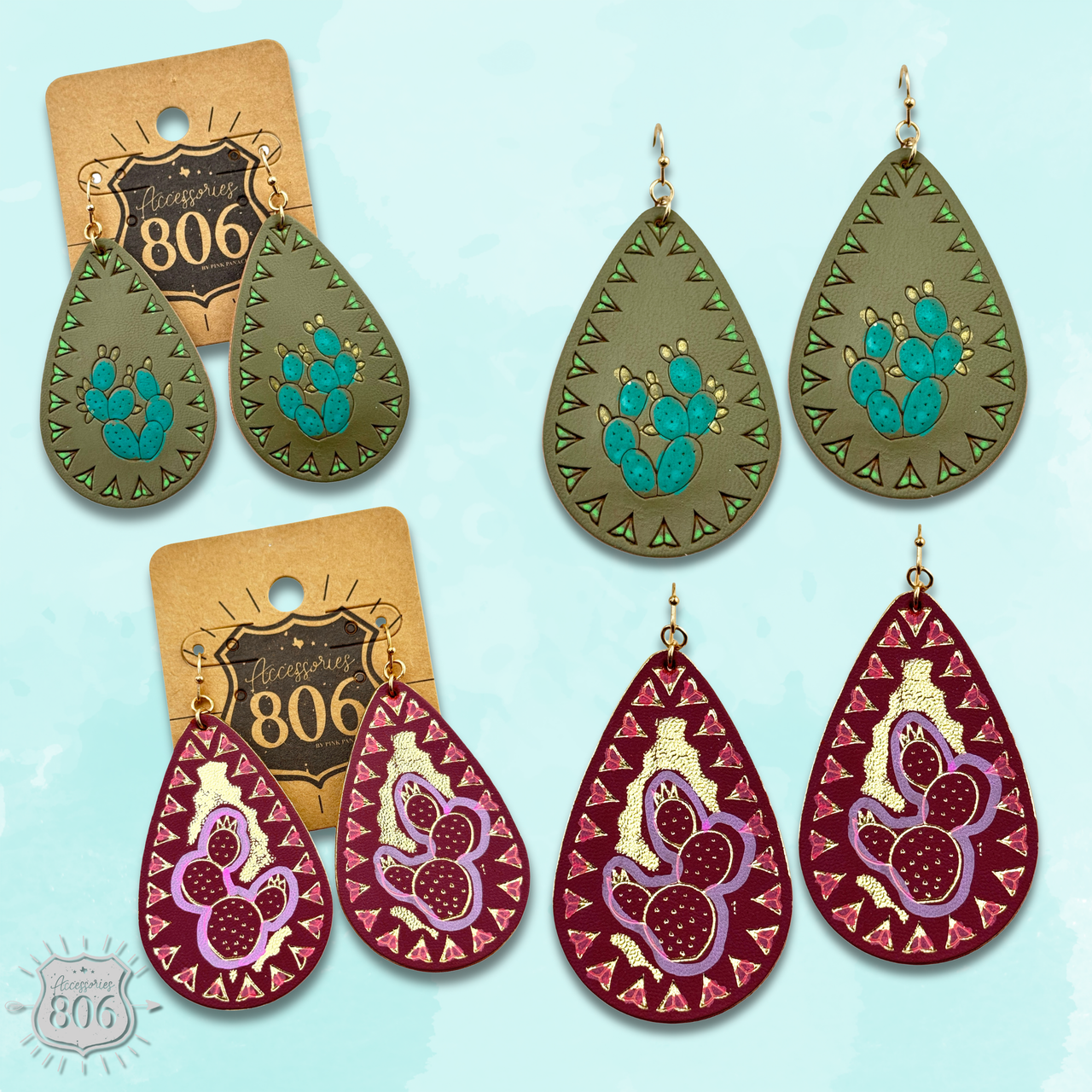 Prickly pear teardrop earring - LC