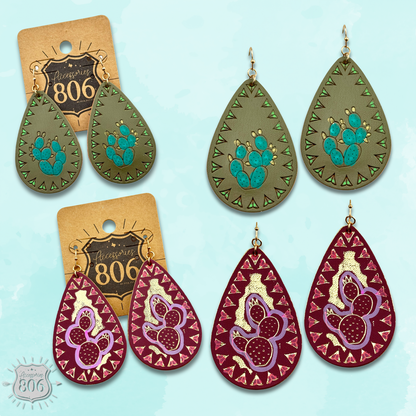 Prickly pear teardrop earring - LC