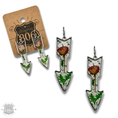 Pressed flower arrow earring - LC