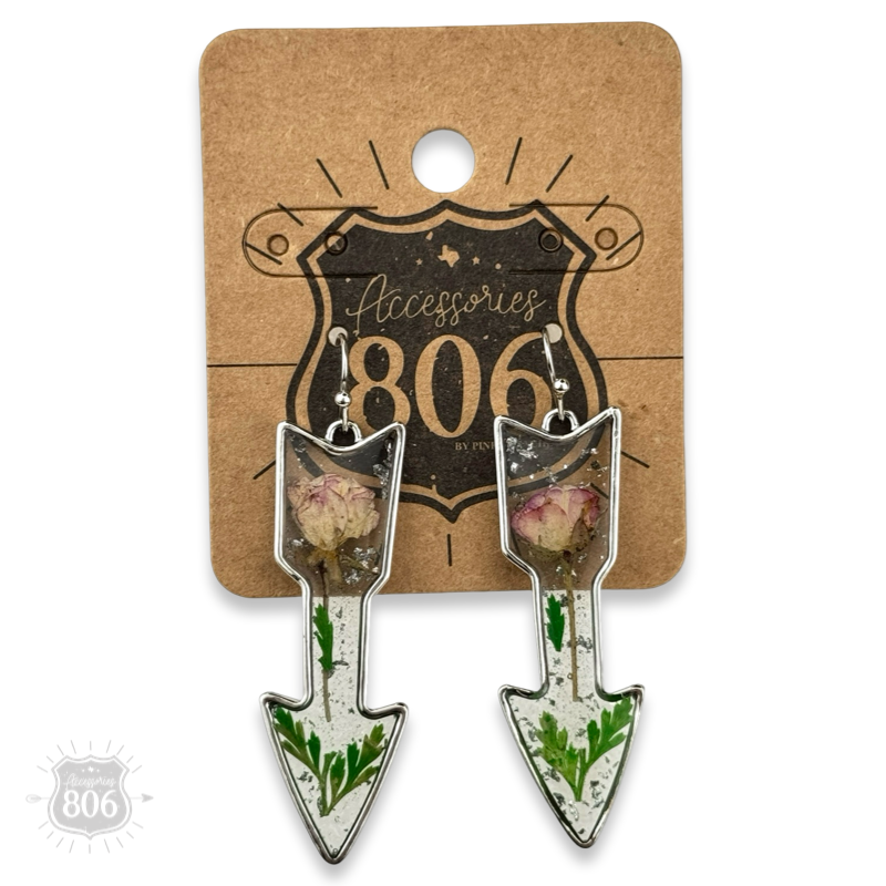 Pressed flower arrow earring - LC