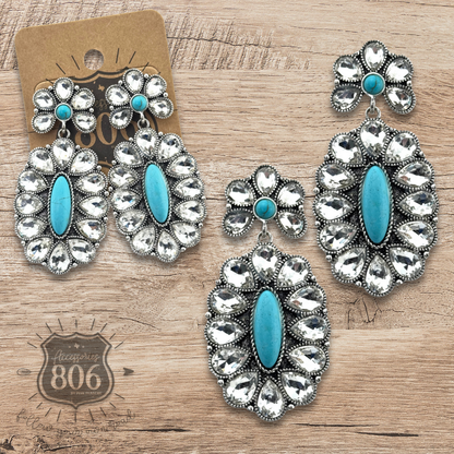 Western rhinestone concho earring