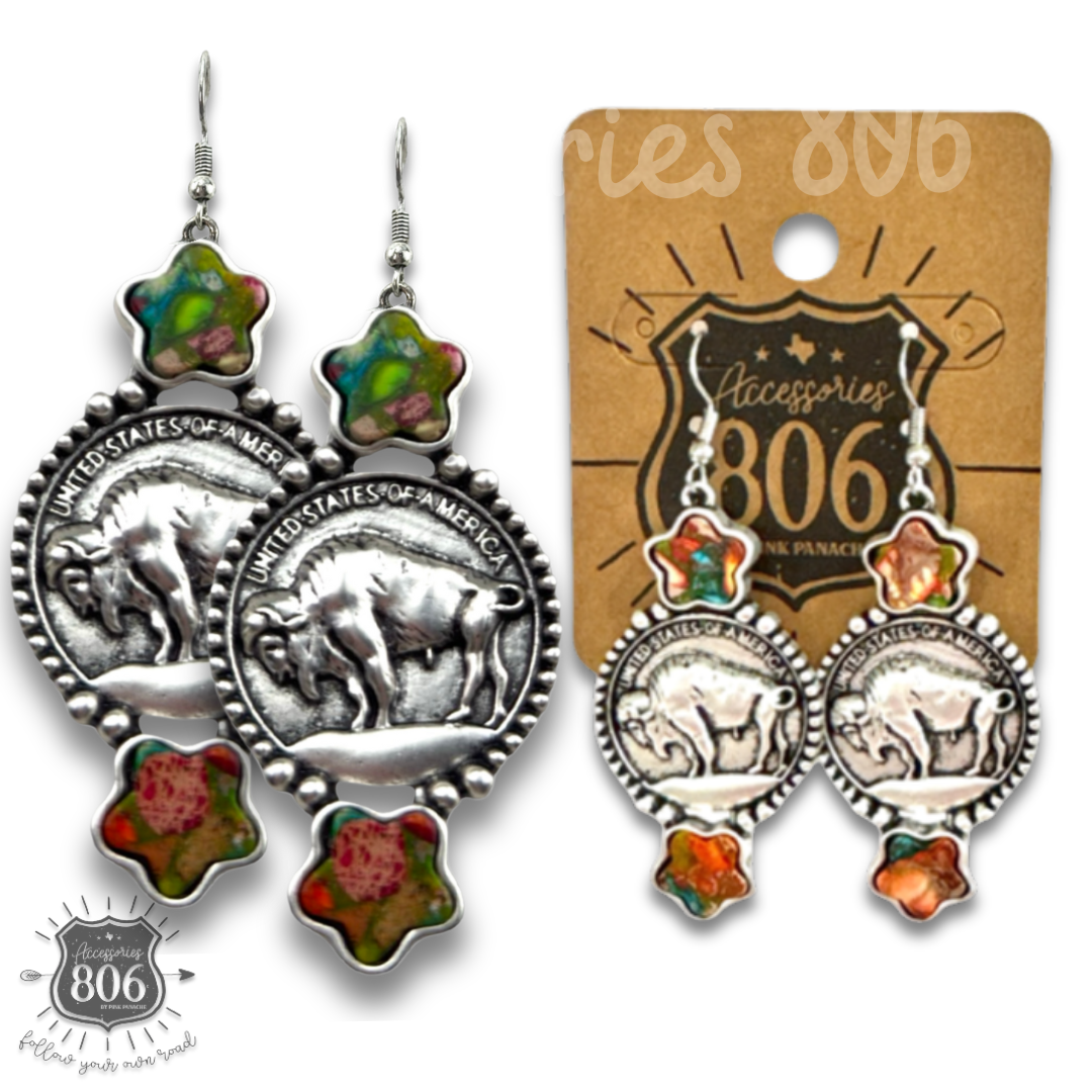 Buffalo coin earring