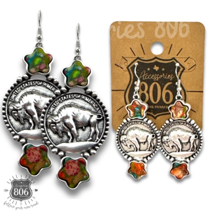 Buffalo coin earring