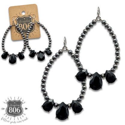 Western burnished bead and rhinestone teardrop earring