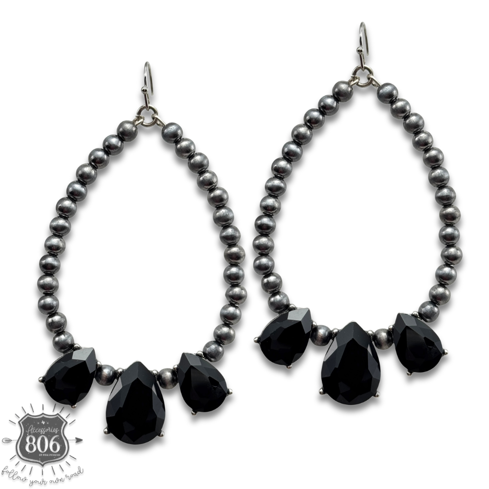 Western burnished bead and rhinestone teardrop earring
