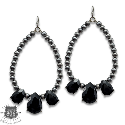 Western burnished bead and rhinestone teardrop earring