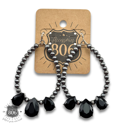 Western burnished bead and rhinestone teardrop earring