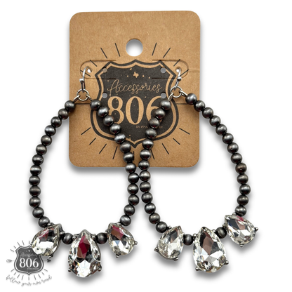 Western burnished bead and rhinestone teardrop earring