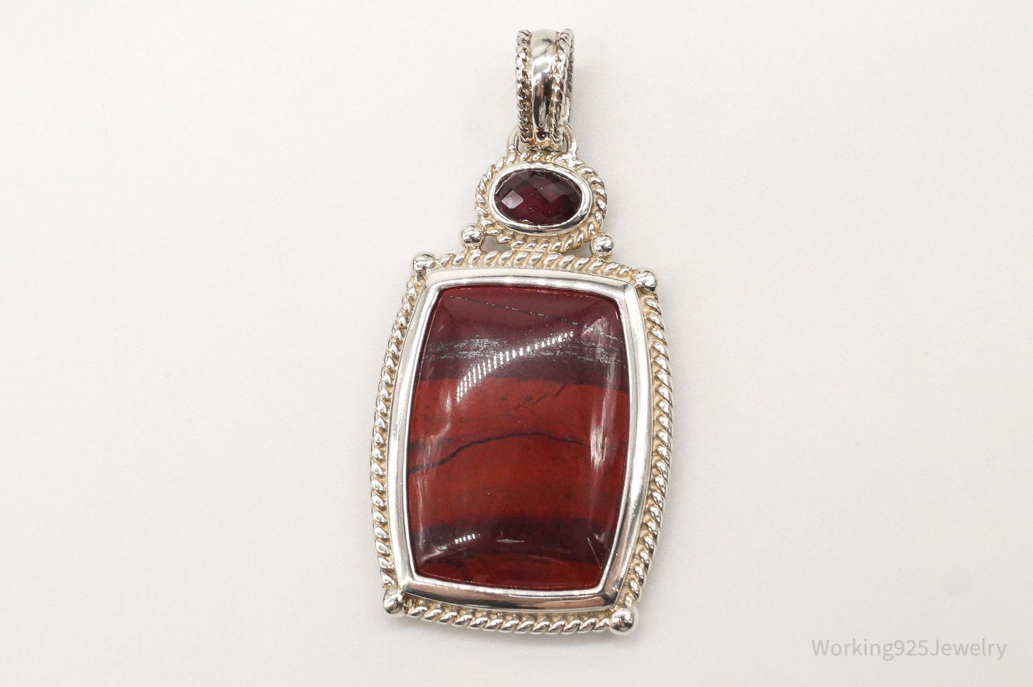 Large Designer Whitney Kelly Red Jasper Garnet Sterling Silver Pendant