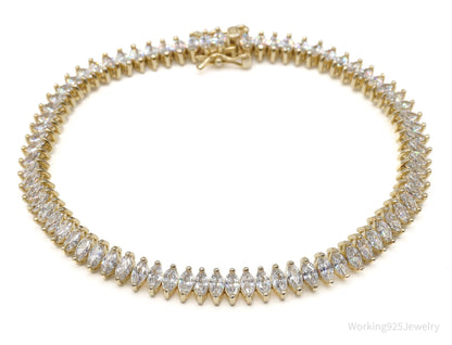 Vintage FAS Cubic Zirconia Gold Over Sterling Silver Bracelet