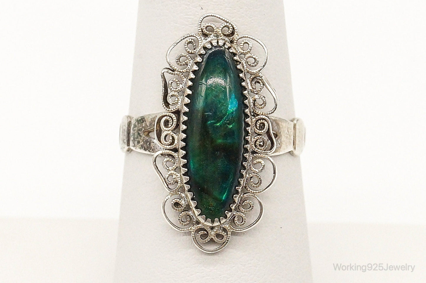 Vintage Native American Paua Abalone Shell Sterling Silver Ring - SZ 6.75