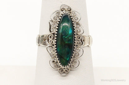 Vintage Native American Paua Abalone Shell Sterling Silver Ring - SZ 6.75