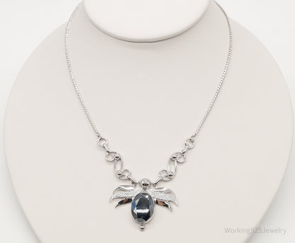 Antique Hematite Sterling Silver Filigree Necklace