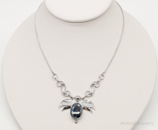 Antique Hematite Sterling Silver Filigree Necklace