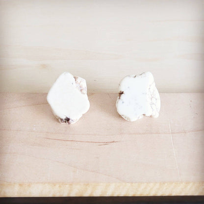 Turquoise Slab Earring Studs-White